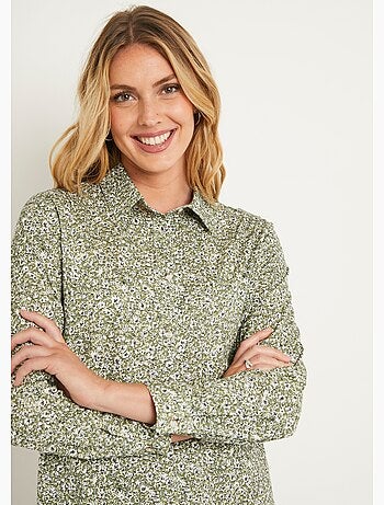 Blusa recta de algodón con botones - Afibel