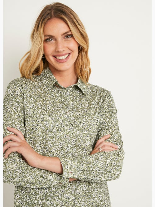 Blusa recta de algodón con botones - Afibel - Kiabi