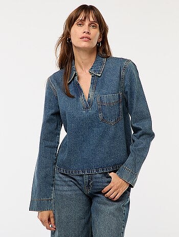 Blusa recta de denim