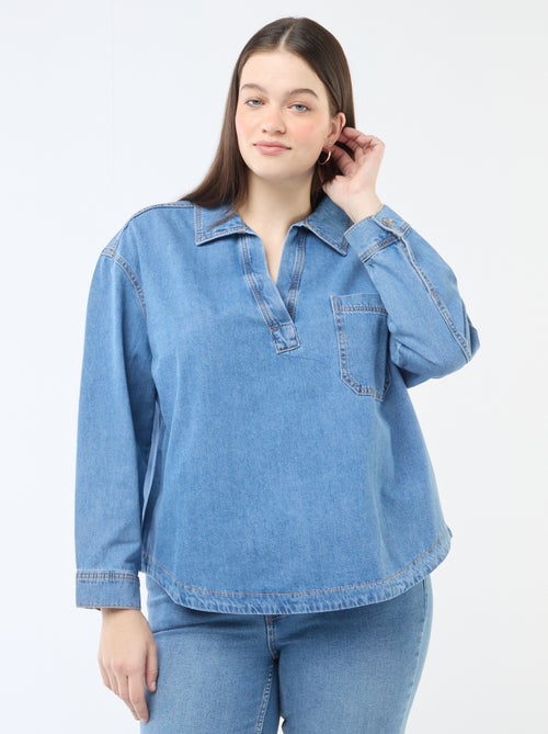 Blusa recta de denim - Kiabi
