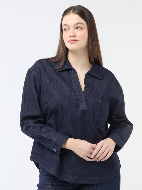 Blusa recta en denim - Kiabi