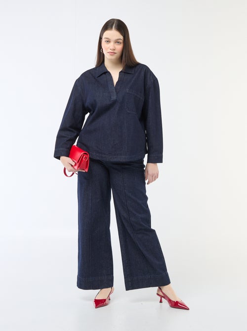 Blusa recta en denim - Kiabi