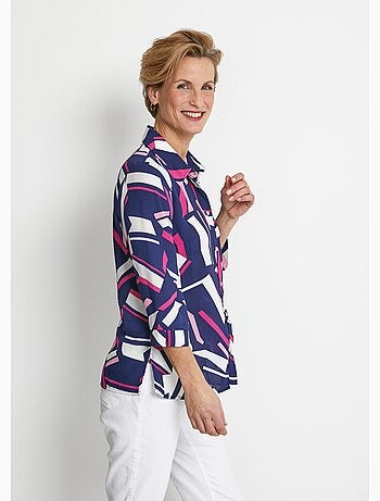 Blusa recta gráfica con mangas 3/4 - Afibel