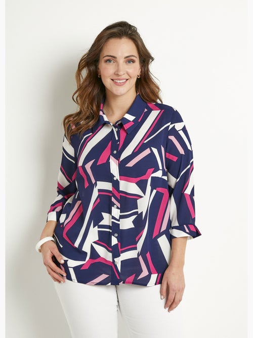 Blusa recta gráfica con mangas 3/4 - Afibel - Kiabi