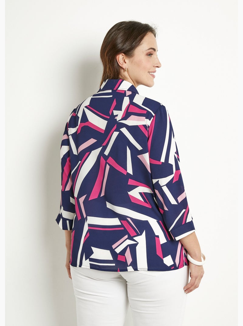 Blusa recta gráfica con mangas 3/4 - Afibel Azul marino - Kiabi