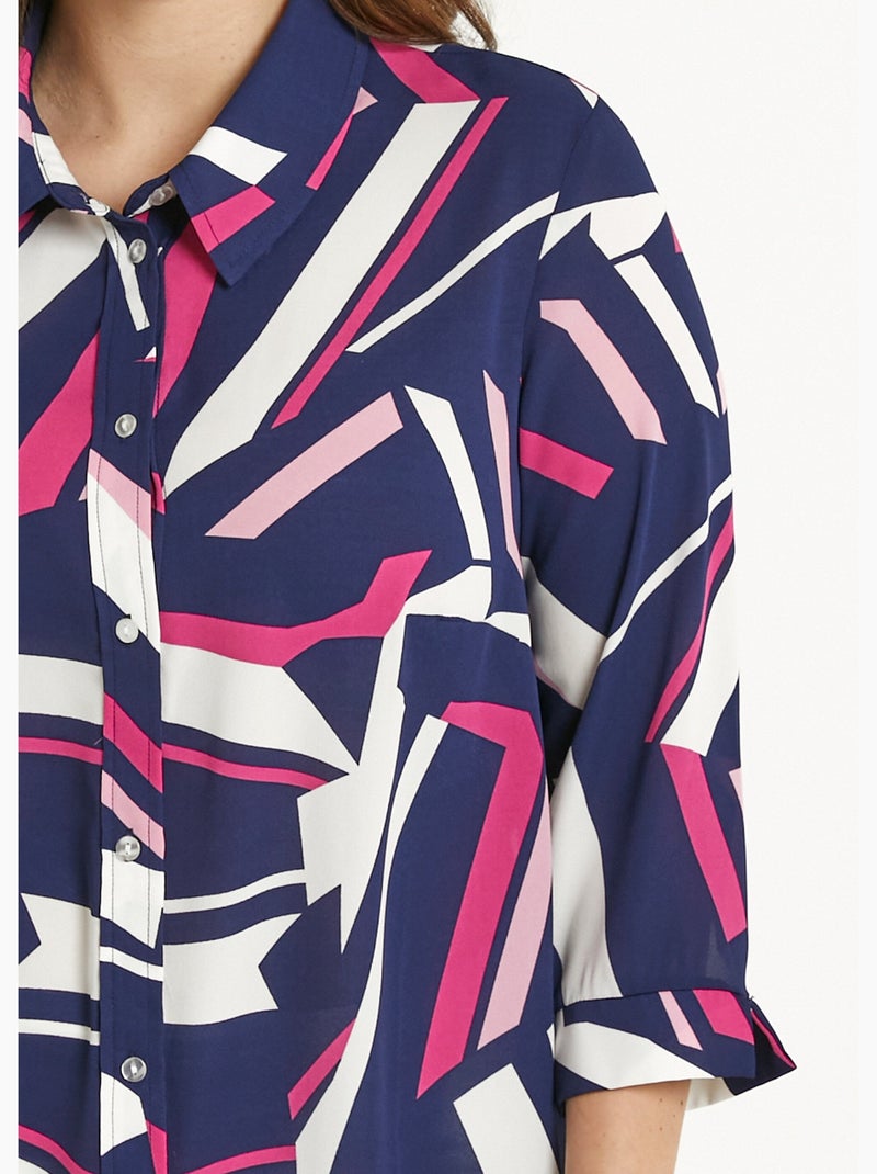 Blusa recta gráfica con mangas 3/4 - Afibel Azul marino - Kiabi