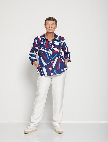 Blusa recta gráfica con mangas 3/4 - Afibel