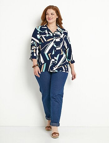 Blusa recta gráfica con mangas 3/4 - Afibel