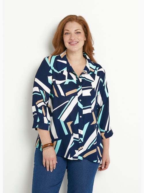 Blusa recta gráfica con mangas 3/4 - Kiabi