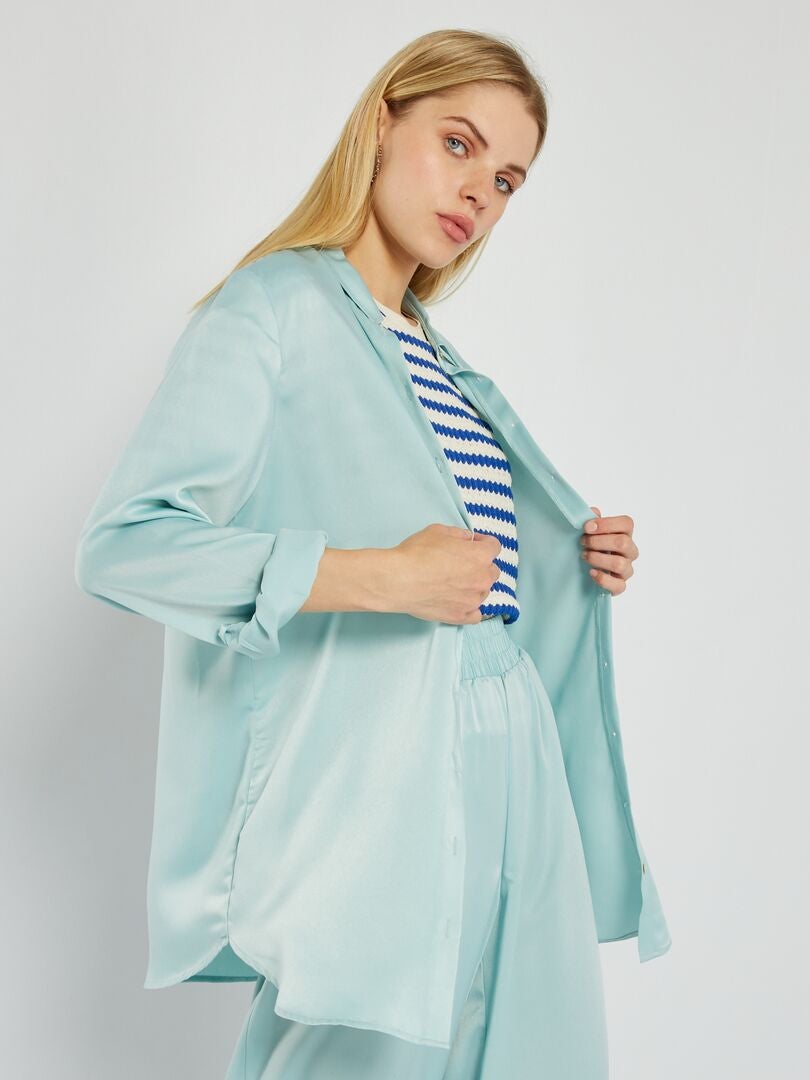 Blusa satinada AZUL - Kiabi