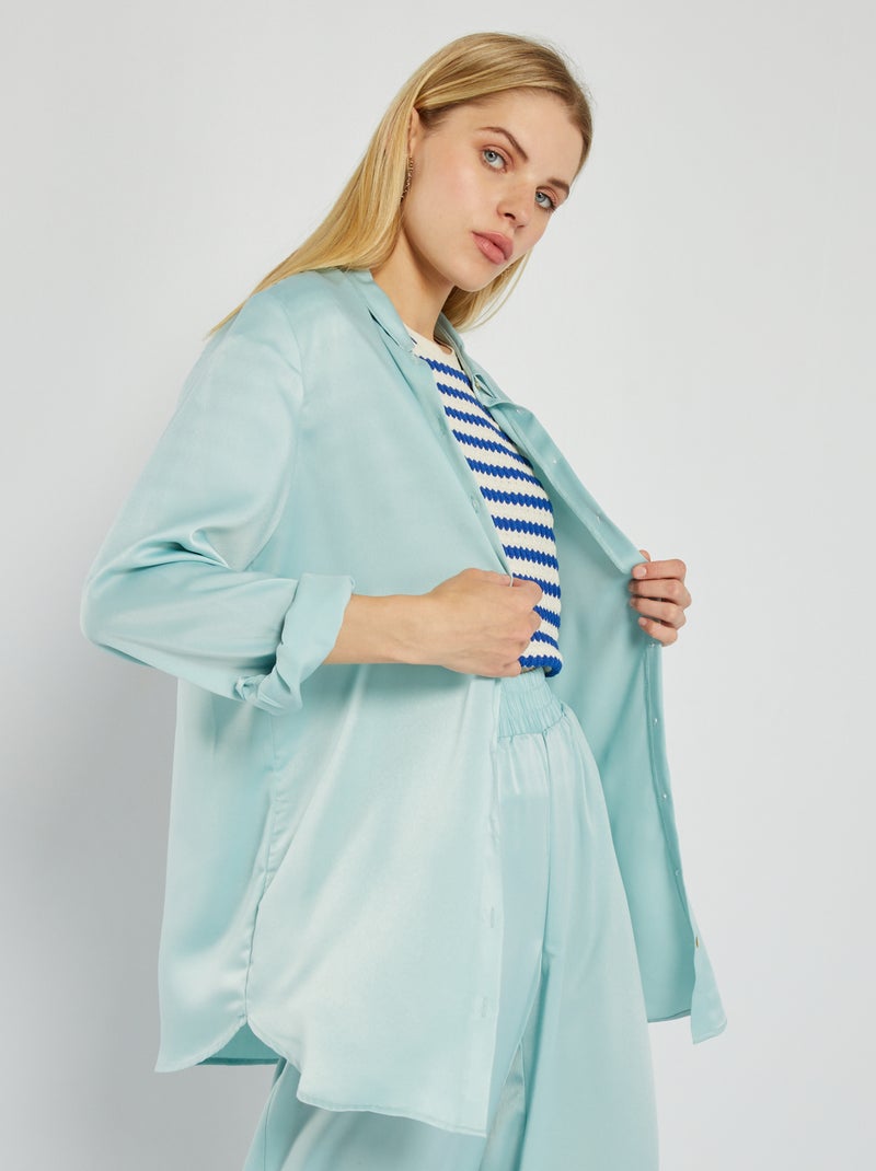 Blusa satinada AZUL - Kiabi