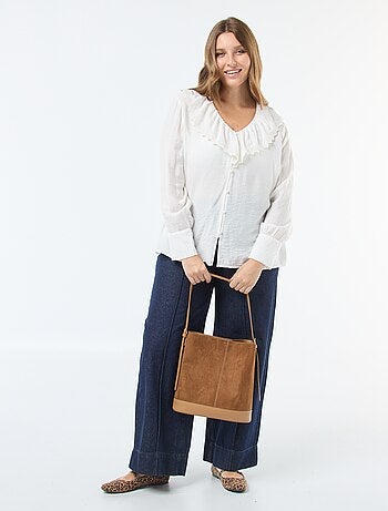 Blusa satinada con cuello Claudine 'Vero Moda'