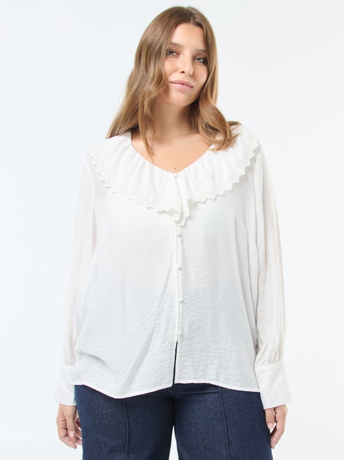 Blusa satinada con cuello Claudine 'Vero Moda' - Kiabi