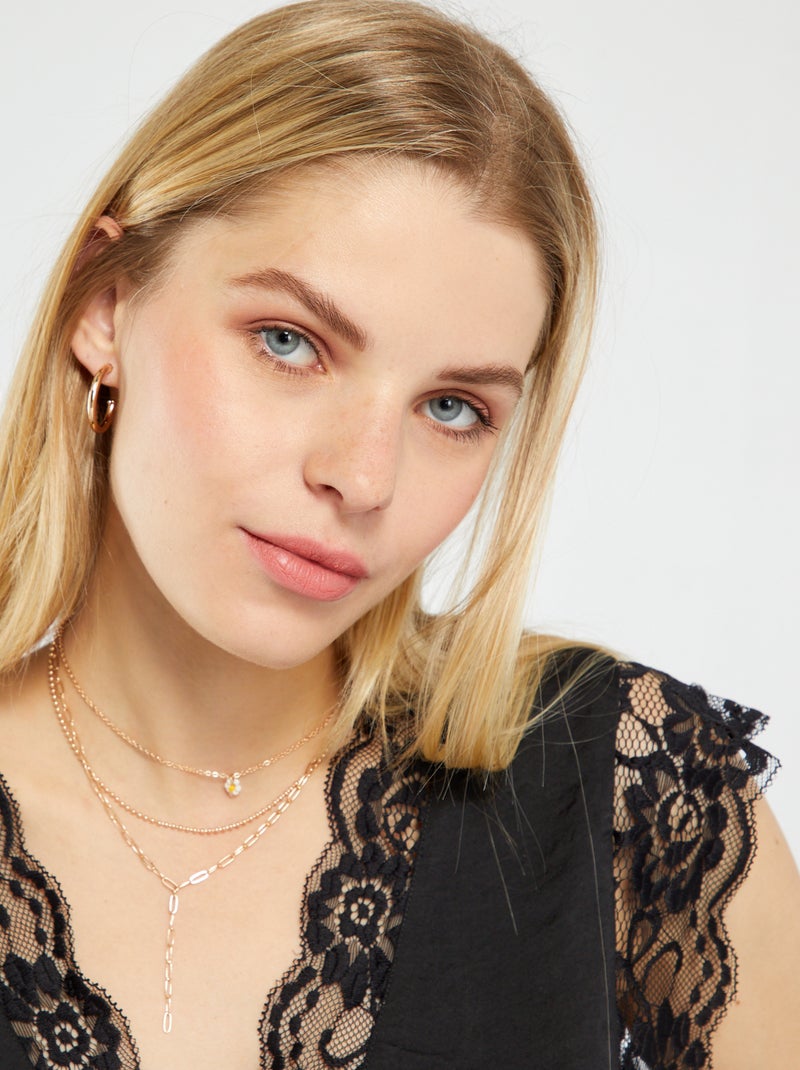 Blusa satinada con encaje Negro - Kiabi
