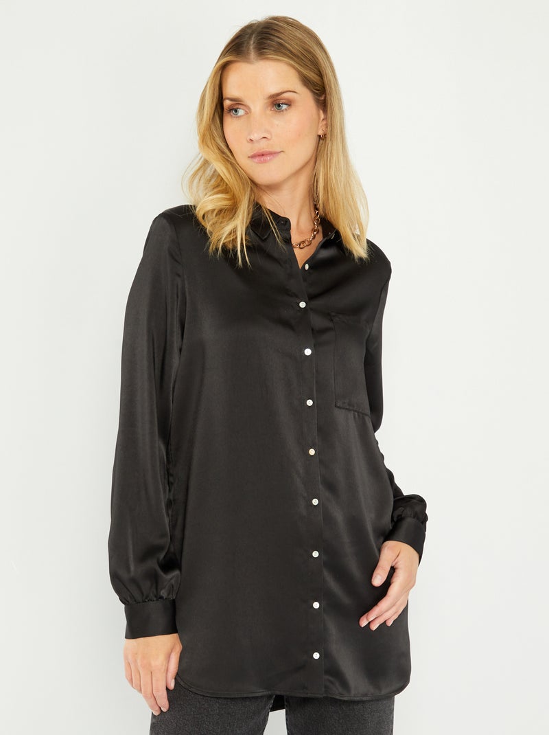 Blusa satinada NEGRO - Kiabi