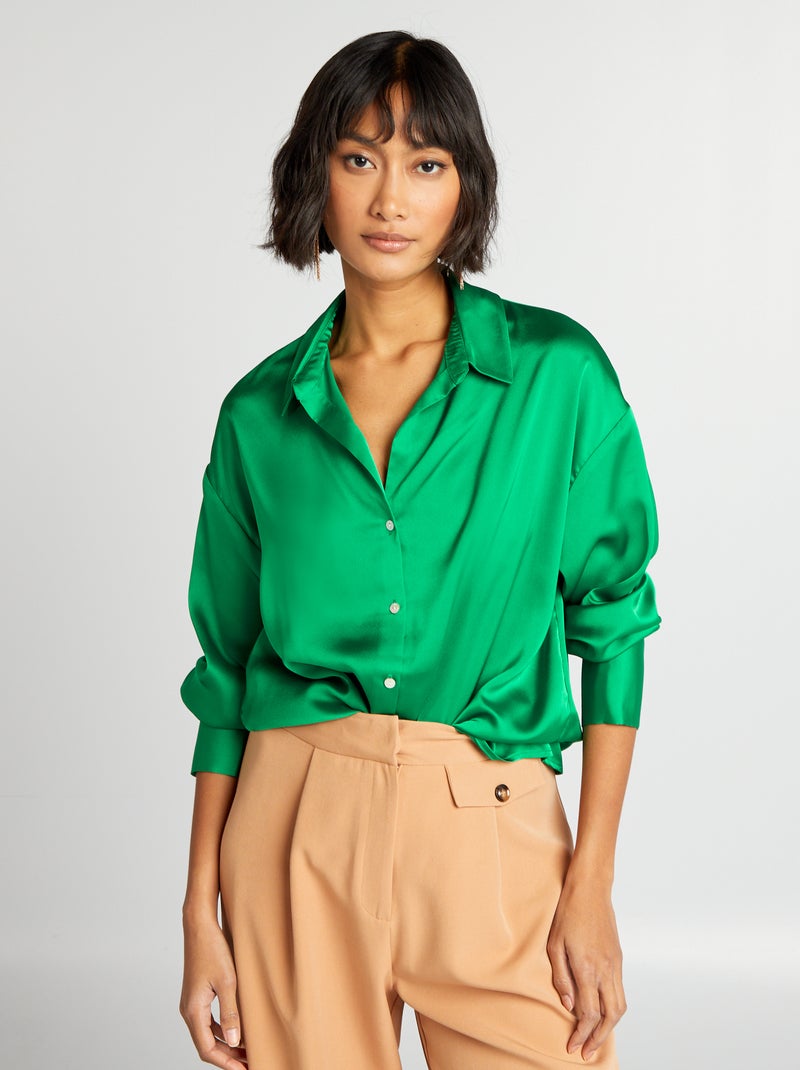 Blusa satinada VERDE - Kiabi