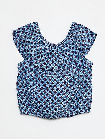 Blusa sin mangas abotonada con volantes