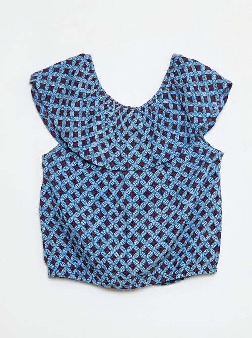 Blusa sin mangas abotonada con volantes - Kiabi