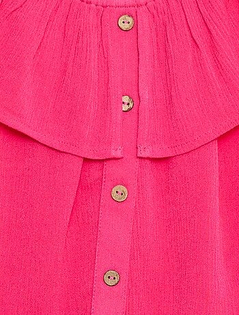 Blusa sin mangas abotonada con volantes