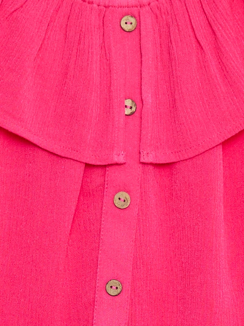 Blusa sin mangas abotonada con volantes Rosa - Kiabi