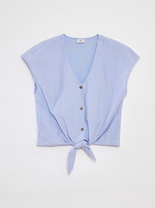 Blusa sin mangas abotonada y anudada 'JDY' - Kiabi