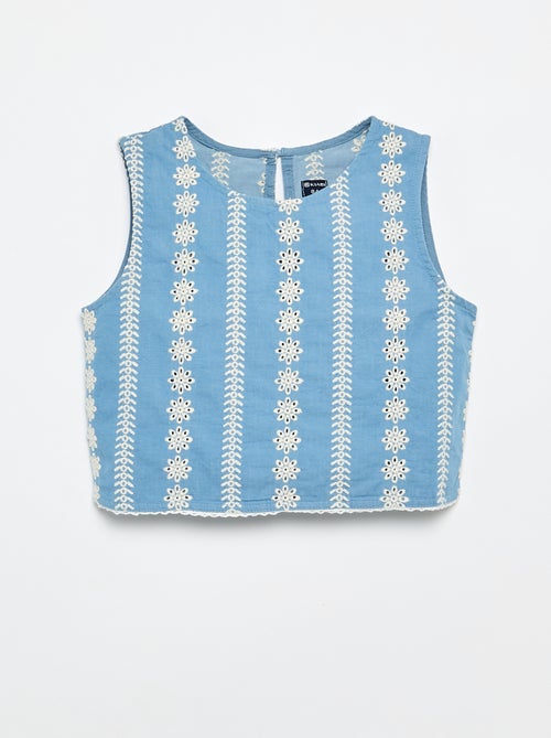 Blusa sin mangas con bordados all over - Kiabi