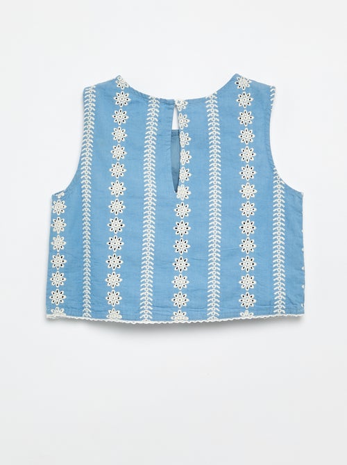 Blusa sin mangas con bordados all over - Kiabi