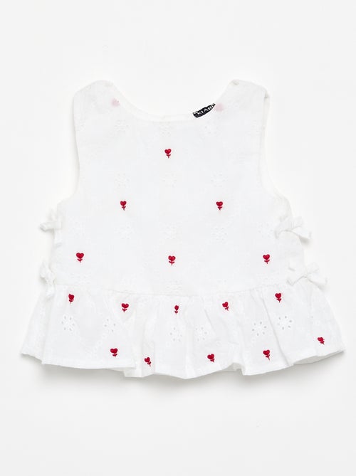 Blusa sin mangas con bordados - Kiabi
