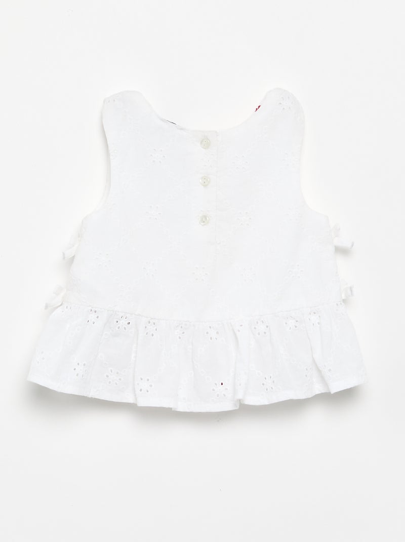 Blusa sin mangas con bordados Beige - Kiabi