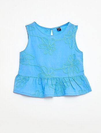 Blusa sin mangas con bordados florales