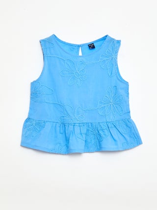 Blusa sin mangas con bordados florales