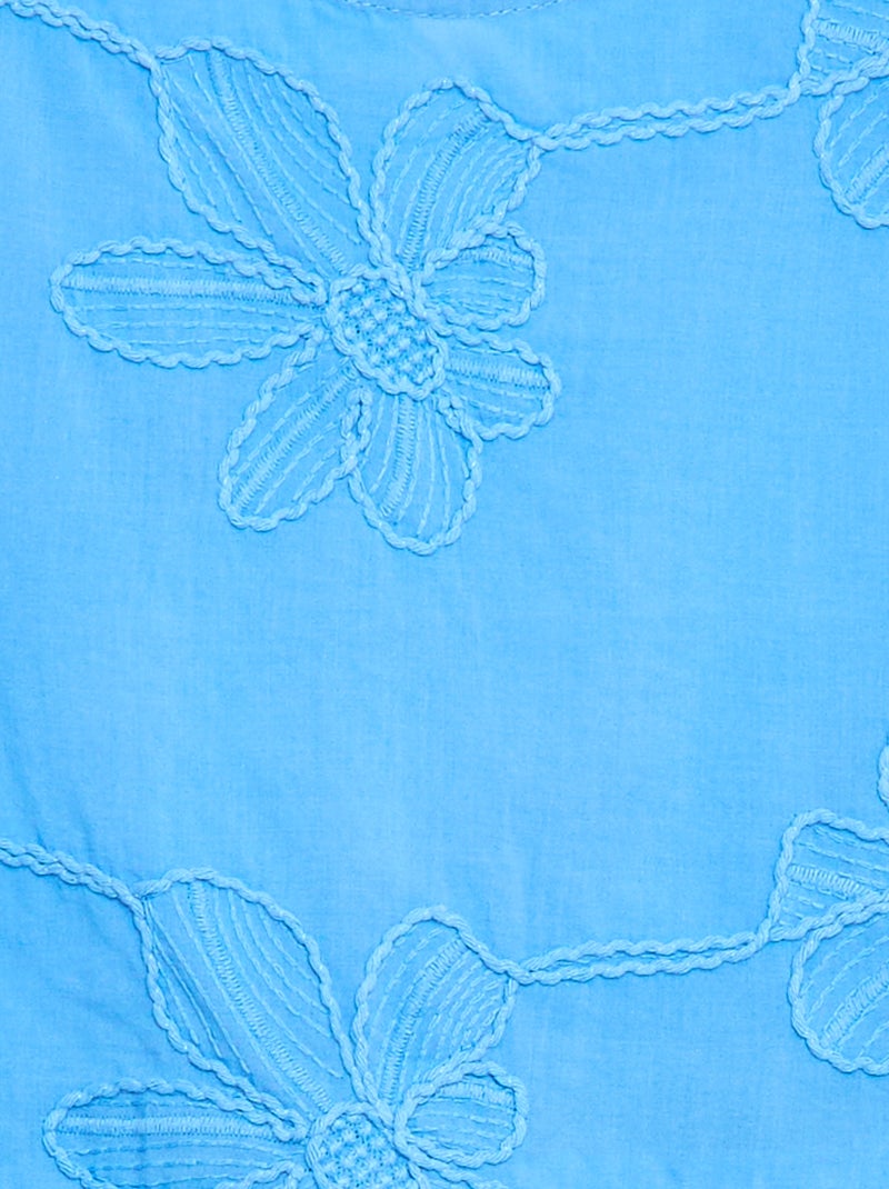 Blusa sin mangas con bordados florales Azul - Kiabi