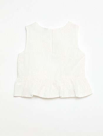 Blusa sin mangas con bordados florales