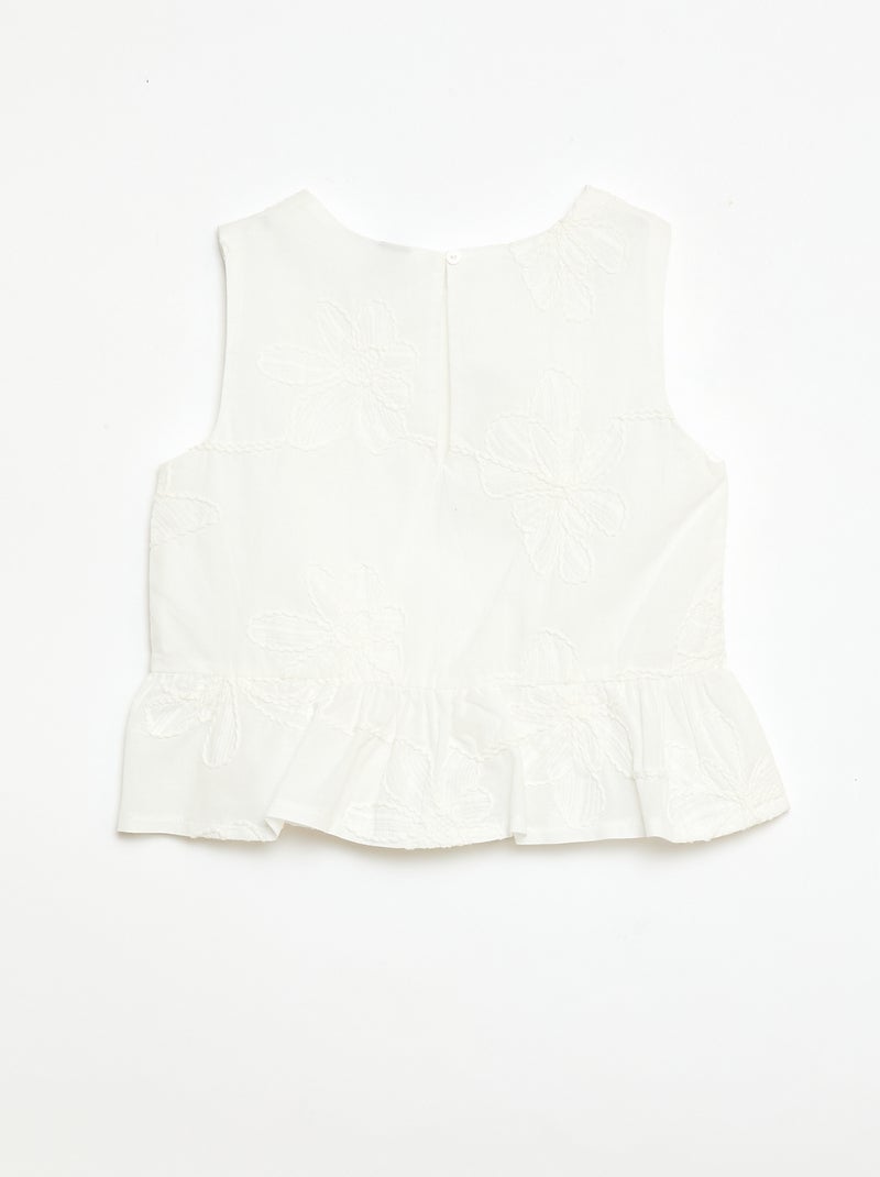 Blusa sin mangas con bordados florales Blanco - Kiabi