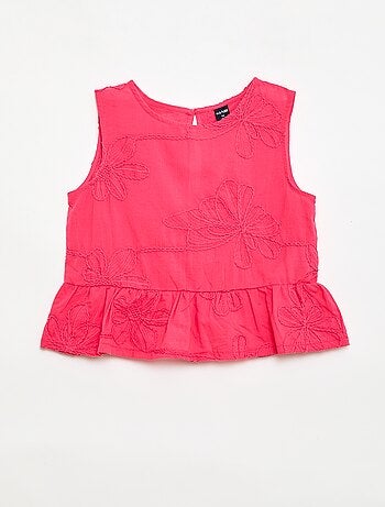 Blusa sin mangas con bordados florales