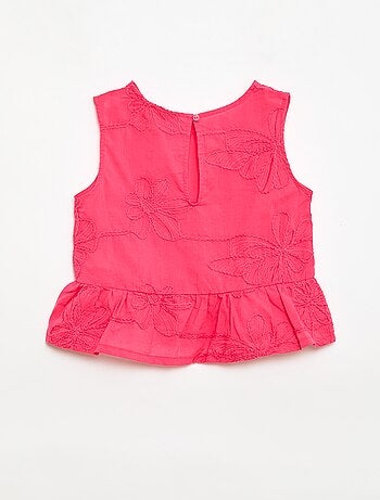 Blusa sin mangas con bordados florales