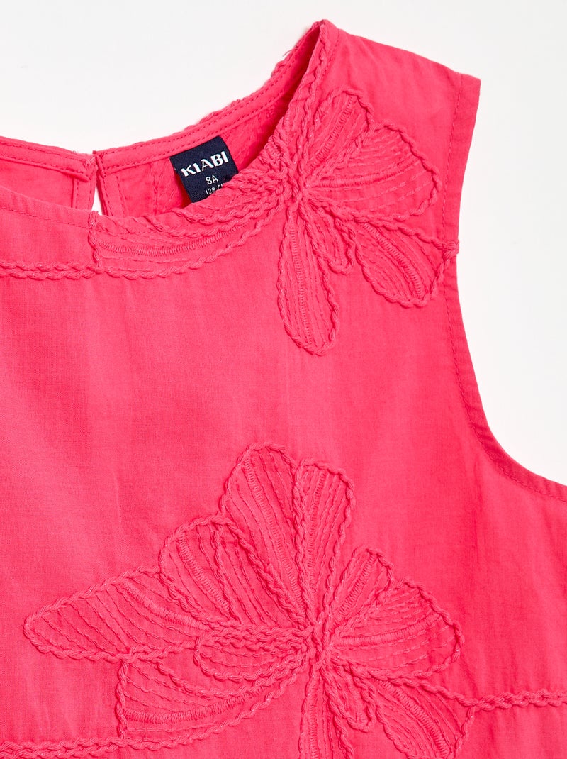 Blusa sin mangas con bordados florales Rosa - Kiabi