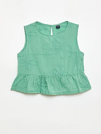 Blusa sin mangas con bordados florales