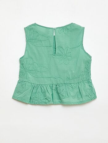 Blusa sin mangas con bordados florales