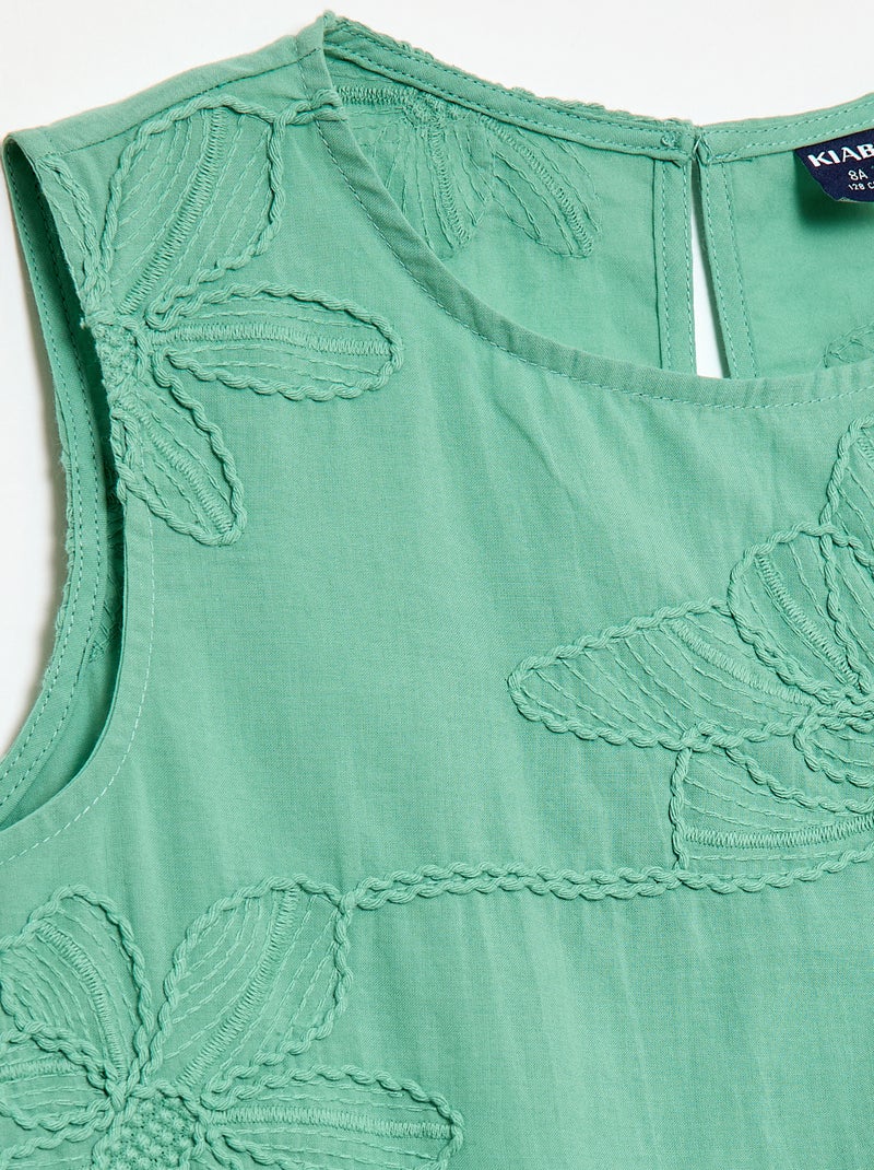 Blusa sin mangas con bordados florales Verde - Kiabi