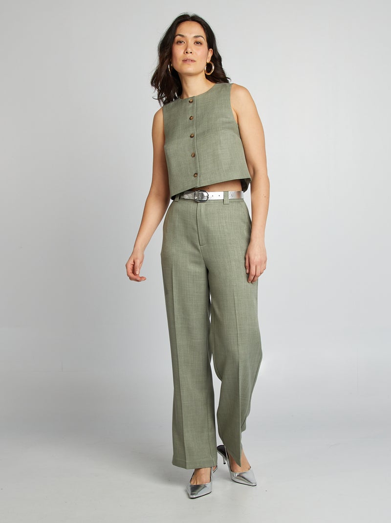 Blusa sin mangas con botones VERDE - Kiabi