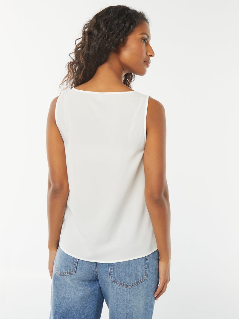 Blusa sin mangas con cuello de encaje Blanco - Kiabi