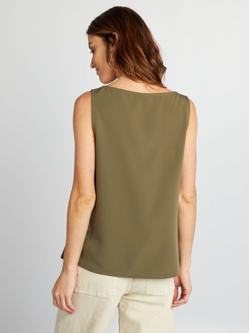 Blusa sin mangas con cuello de encaje KAKI - Kiabi