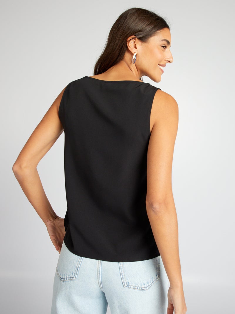 Blusa sin mangas con cuello de encaje negro - Kiabi