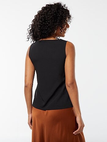 Blusa sin mangas con cuello de encaje