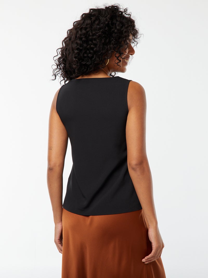 Blusa sin mangas con cuello de encaje negro - Kiabi
