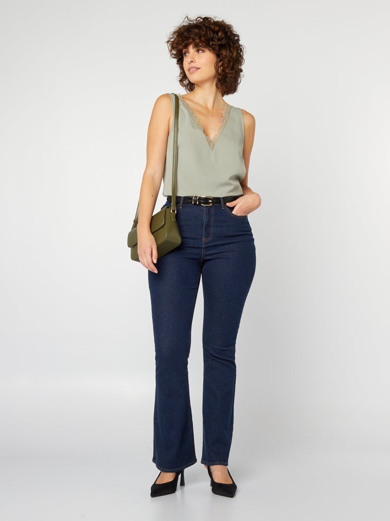 Blusa sin mangas con cuello de encaje VERDE - Kiabi