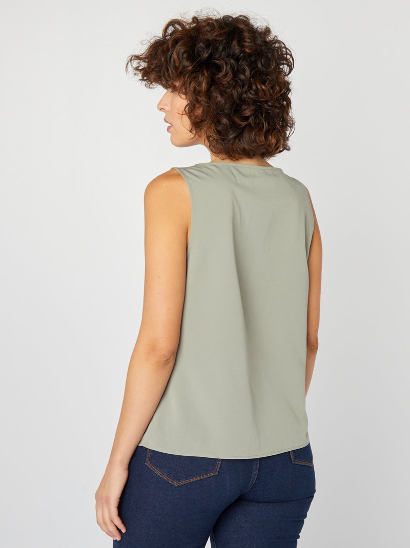 Blusa sin mangas con cuello de encaje VERDE - Kiabi