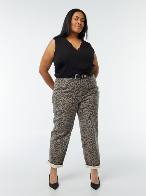 Blusa sin mangas con cuello de pico con bordes de encaje - Kiabi