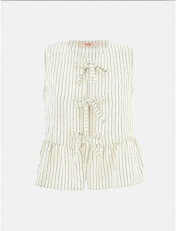 Blusa sin mangas con cuello redondo a rayas
